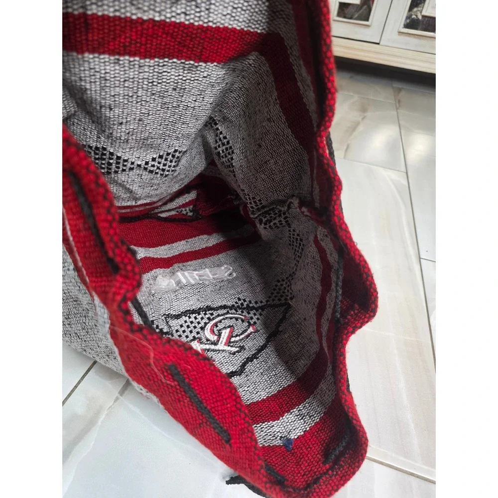 Kansas City Chiefs Woven Baja Backpack Red Grey Striped Drawstring Bag S4